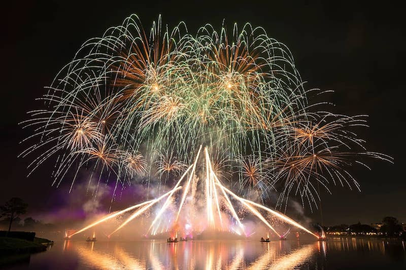 Pirotecnia no Luminous The Symphony of Us no Epcot da Disney Orlando